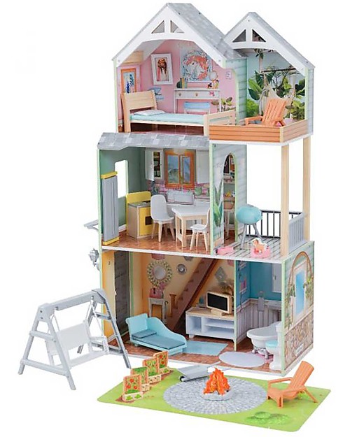 KidKraft Casa delle Bambole in Legno - Hallie - Include 30 Accessori Case delle Bambole