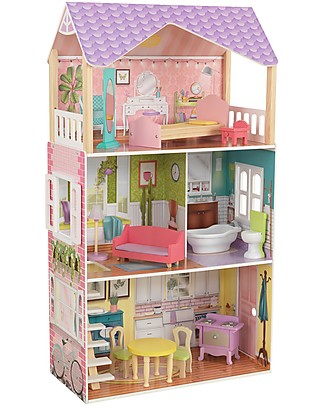 KidKraft Casa delle Bambole Poppy con Porta e Finestre Funzionali - Legno Case delle Bambole