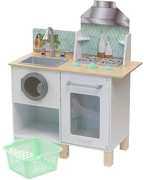 KidKraft Cucina e Lavanderia Whisk & Wash - Legno e Plastica - Due aree gioco in una! Cucine Giocattolo