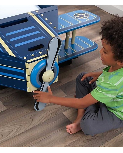 KidKraft Lettino per Bambini Stile Aeroplano con Vano Portaoggetti - Legno Letti Singoli