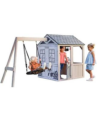 KidKraft OUTLET - Casetta Gioco Savannah - con Altalena - Parete in Tessuto con Grafica Casette per Bambini