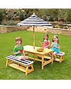 KidKraft Set da Giardino Bimbi Tavolo, Panchine e Ombrellone - Legno Giochi da Esterno_
