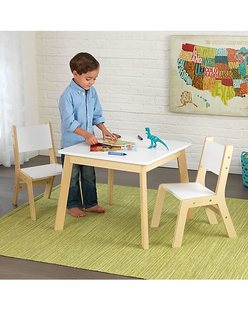 KidKraft Set di Tavolo e 2 Sedie Moderni - Bianco Sedie