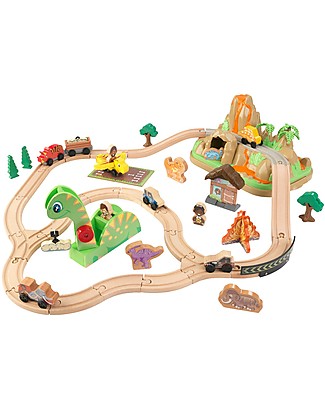 KidKraft Set Treno di Dinosauri - con tanti Personaggi - Legno Macchine e Trenini in Legno