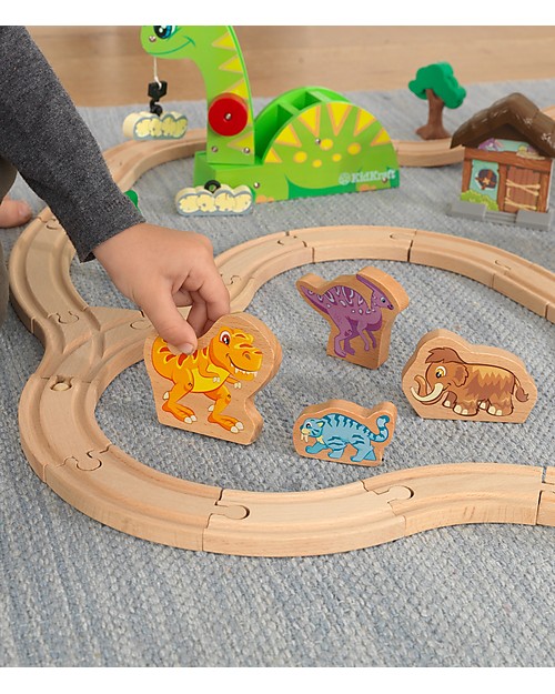 KidKraft Set Treno di Dinosauri - con tanti Personaggi - Legno Macchine e Trenini  in Legno