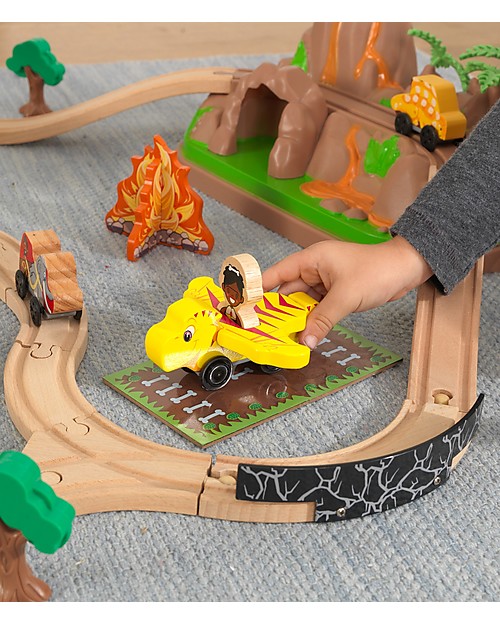 KidKraft Set Treno di Dinosauri - con tanti Personaggi - Legno Macchine e Trenini  in Legno