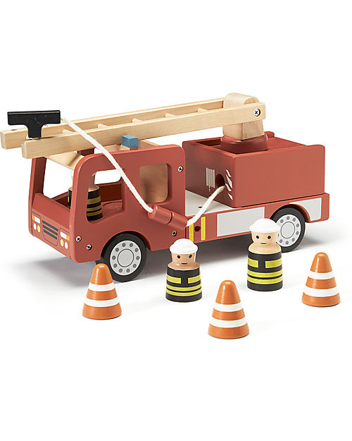 Kid's Concept Camion dei Pompieri in Legno Aiden - Rosso - É ora di Salvare Qualcuno! Macchine e Trenini  in Legno