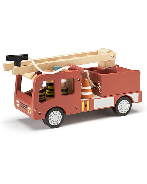 Kid's Concept Camion dei Pompieri in Legno Aiden - Rosso - É ora di Salvare Qualcuno! Macchine e Trenini  in Legno