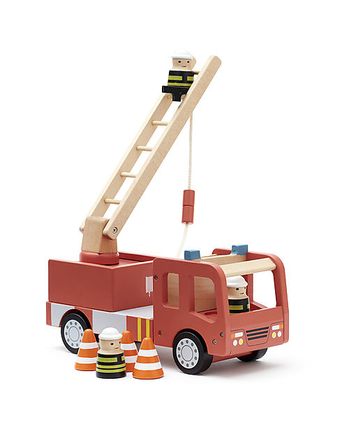Kid's Concept Camion dei Pompieri in Legno Aiden - Rosso - É ora di Salvare Qualcuno! Macchine e Trenini  in Legno