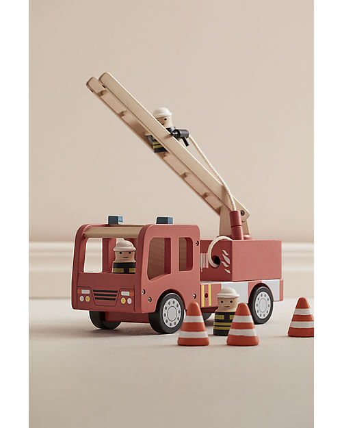 Kid's Concept Camion dei Pompieri in Legno Aiden - Rosso - É ora di Salvare Qualcuno! Macchine e Trenini  in Legno