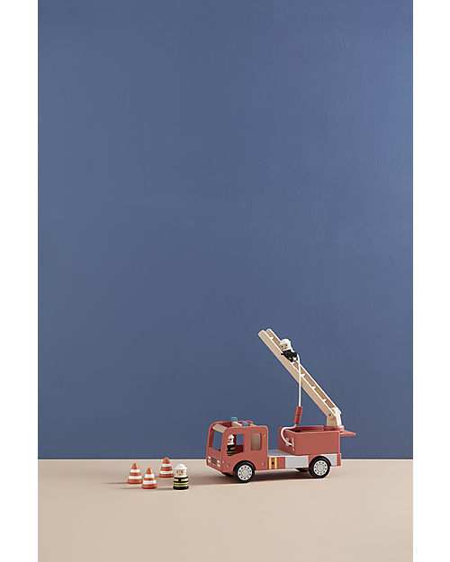 Kid's Concept Camion dei Pompieri in Legno Aiden - Rosso - É ora di Salvare Qualcuno! Macchine e Trenini  in Legno