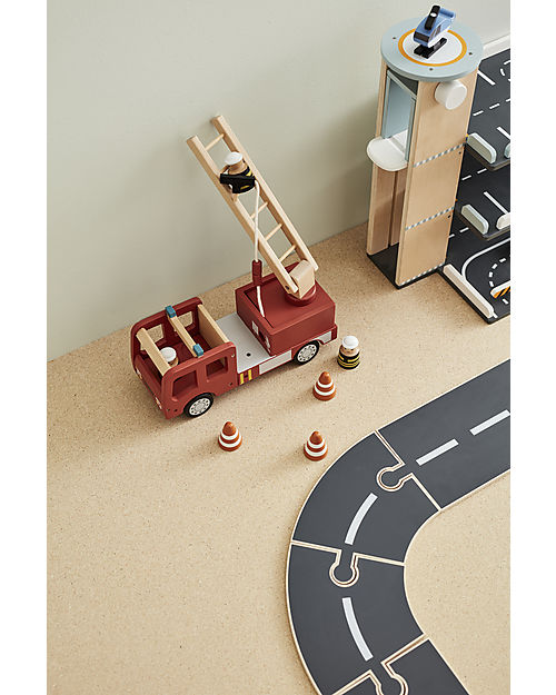 Kid's Concept Camion dei Pompieri in Legno Aiden - Rosso - É ora di Salvare Qualcuno! Macchine e Trenini  in Legno