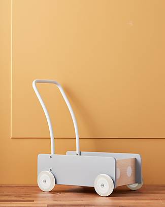 Kid's Concept Carretto in Legno - Azzurro - Perfetto per i Primi Passi e per Riporvi i Giochi! Carrello Primi Passi
