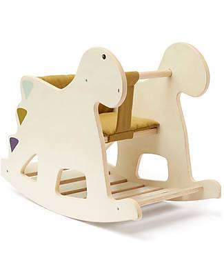 Kid's Concept Cavallo a Dondolo in Legno - Dinosauro - Con comoda seduta imbottita! Cavalcabili
