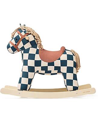 Kid's Concept Cavallo a Dondolo - Miro - Scacchi - Petrolio e Bianco - 18m+ Cavalcabili