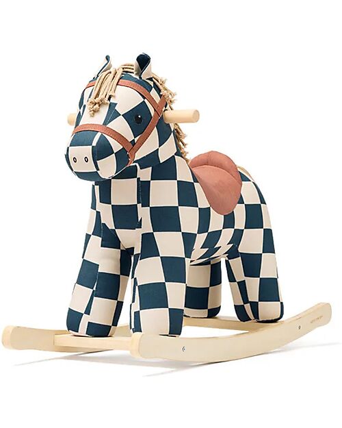 Kid's Concept Cavallo a Dondolo - Miro - Scacchi - Petrolio e Bianco - 18m+ Cavalcabili