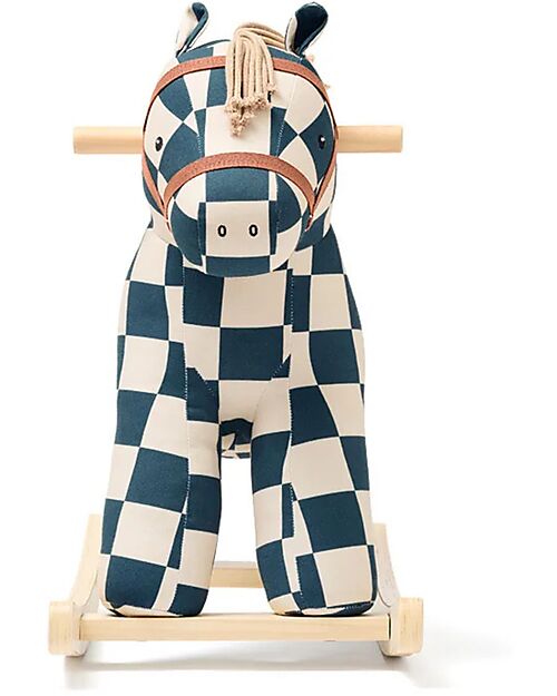 Kid's Concept Cavallo a Dondolo - Miro - Scacchi - Petrolio e Bianco - 18m+ Cavalcabili