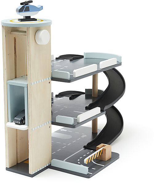 Kid's Concept Garage con Rampa Giocattolo - Parcheggia le tue Macchinine e prendi l'Elicottero! Macchine e Trenini  in Legno