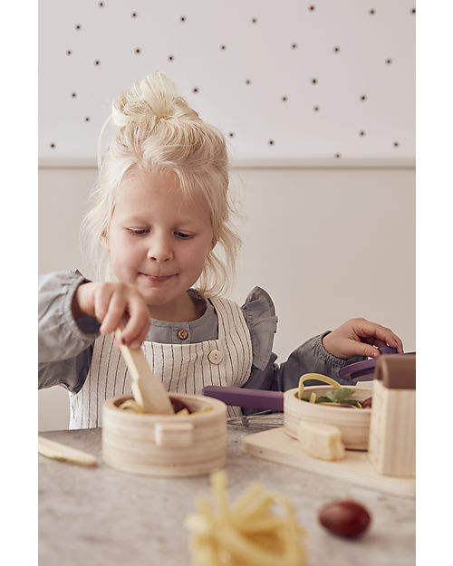 Kid's Concept Set di Pentole Giocattolo - Legno - 10 Pezzi - Tutti a tavola! Cucine Giocattolo