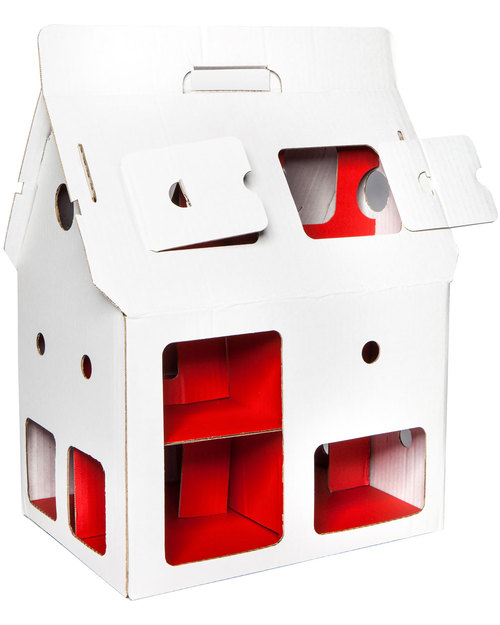 Kidsonroof Casetta Trasportabile Bianca Mobile Home - da montare e decorare - 100% Cartone Riciclato Casette per Bambini