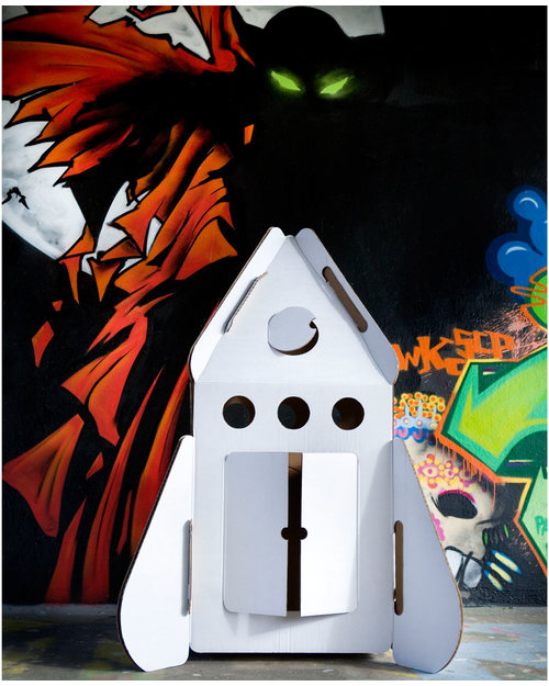 Kidsonroof Razzo Spaziale Gigante da montare e colorare - 100% Cartone Riciclato Casette per Bambini