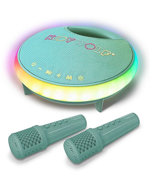 Kidywolf Karaoke per Bambini - Verde - 2 Microfoni e 2 Altoparlanti Lettori Audio