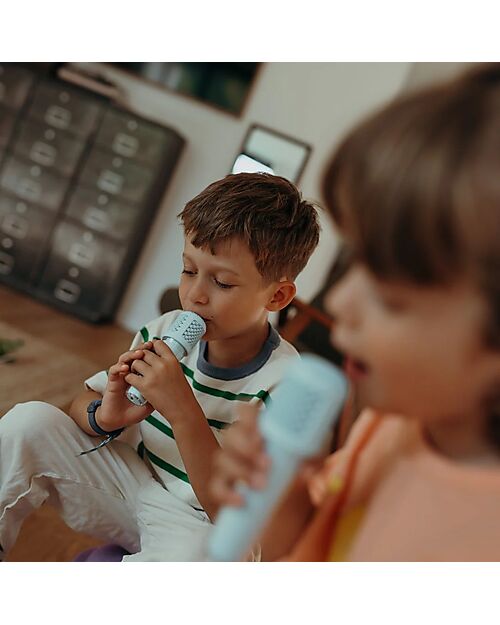 Kidywolf Karaoke per Bambini - Verde - 2 Microfoni e 2 Altoparlanti Lettori Audio