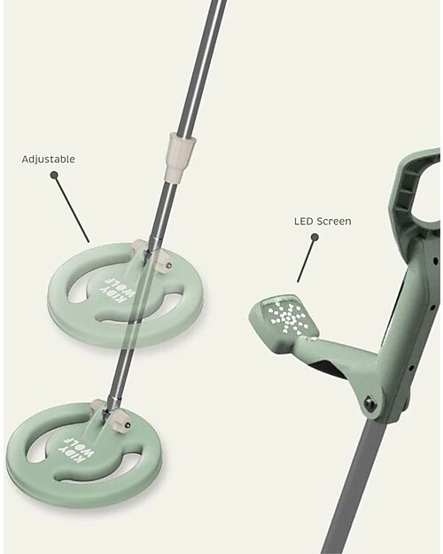 Kidywolf Metal Detector con Braccio Telescopico - Verde - Strumento di Ricerca Facile e Divertente - 6+ anni Giochi da Esterno_