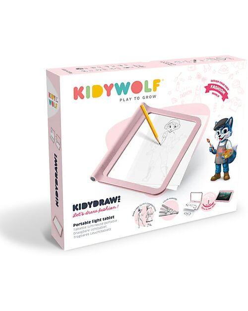 Kidywolf Tavola Luminosa per Disegno e Scrittura - Rosa - Creatività e Divertimento per Bambini - 5+ anni Disegnare e Colorare