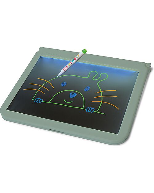 Kidywolf Tavoletta Luminosa per Disegnare e Scrivere -  Kit 4 Pennarelli al Neon - Ricarica USB-C Lavagnette