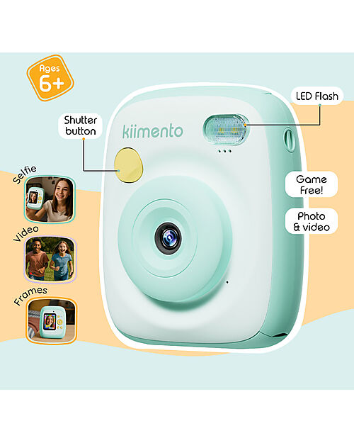 Kiimento Fotocamera Istantanea Digitale Kiimento - Menta - Stampa Ink-Free - Dai 8 Anni Macchine Fotografiche