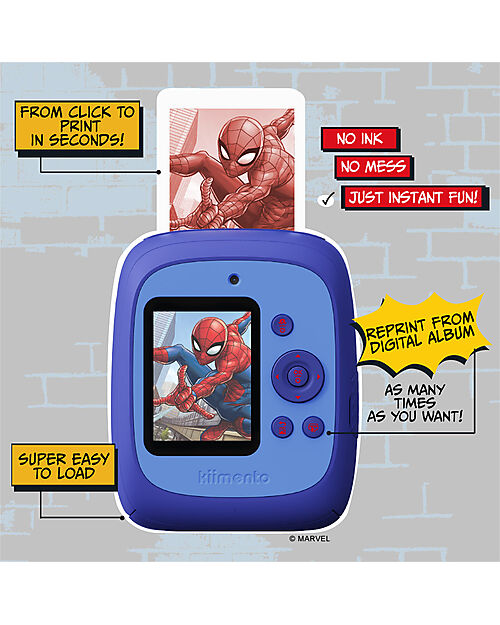 Kiimento Fotocamera Istantanea Digitale Kiimento - Spider-Man - Stampa Ink-Free - Dai 8 Anni Macchine Fotografiche