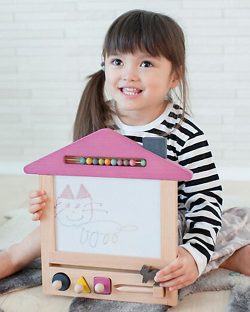 Kiko+ and gg* Lavagnetta Magica Oekaki House Cat - Legno di Faggio & Colori Atossici - Viola Lavagnette