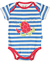 Kite Body Manica Corta Turtle, Righe Bianco e Blu - 100% Cotone Bio (0/12 mesi) Body Manica Lunga