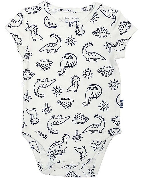 Kite Body Maniche Corte - Bianco - Stampa Dino - 100% Cotone Bio Body Manica Corta