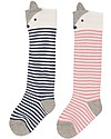 Kite Calzini Lunghi Bimba, 2 paia - Fox la Volpe, Rosa/Blu - Cotone Bio Calzini
