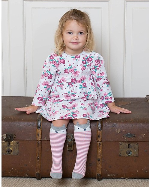 Kite Calzini Lunghi Bimba, 2 paia - Fox la Volpe, Rosa/Blu - Cotone Bio Calzini
