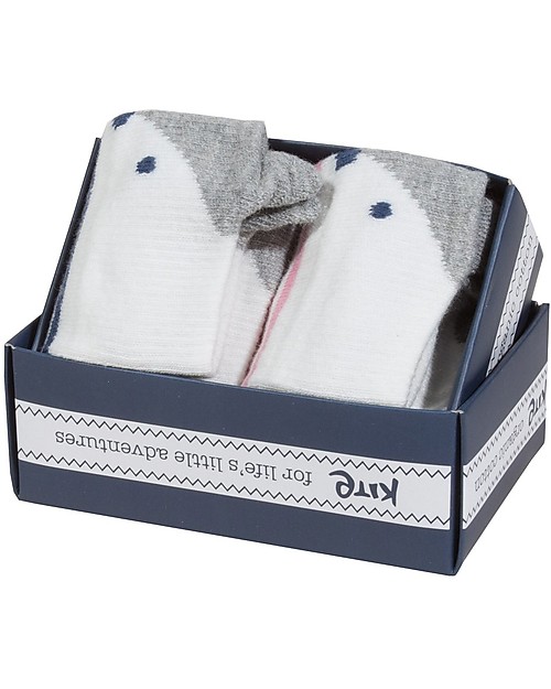 Kite Calzini Lunghi Bimba, 2 paia - Fox la Volpe, Rosa/Blu - Cotone Bio Calzini