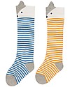 Kite Calzini Lunghi Bimbo, 2 paia - Fox la Volpe, Blu/Ocra - Cotone Bio Calzini