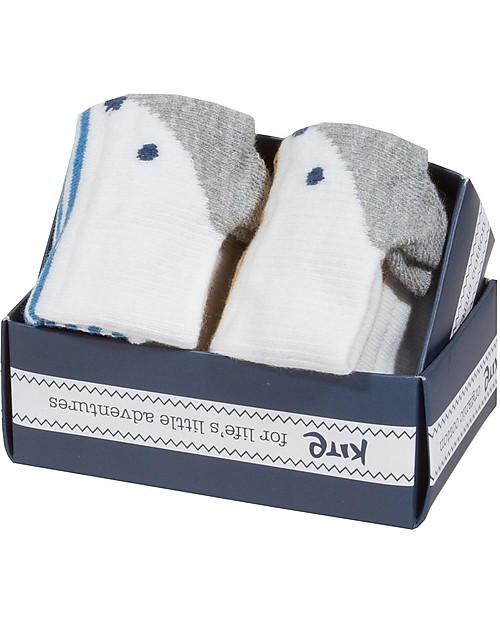 Kite Calzini Lunghi Bimbo, 2 paia - Fox la Volpe, Blu/Ocra - Cotone Bio Calzini