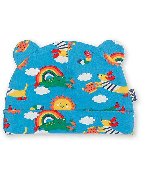 Kite Cappellino con Orecchie - Blu - Stampa Rainbow - Cotone Bio Cappelli Estivi