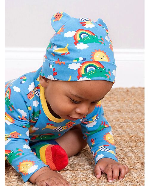 Kite Cappellino con Orecchie - Blu - Stampa Rainbow - Cotone Bio Cappelli Estivi