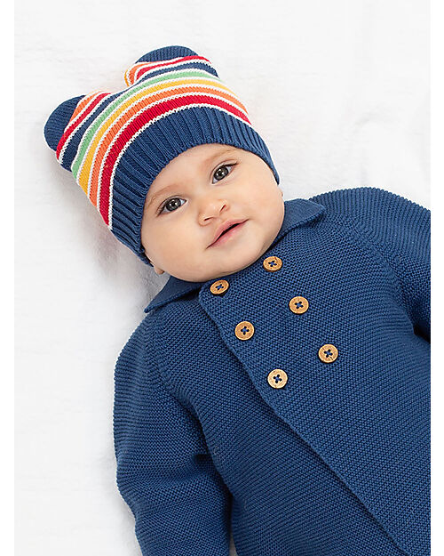 Kite Cappellino in Maglia con Orecchie - Arcobaleno - 100% Cotone Organico GOTS Cappelli Invernali
