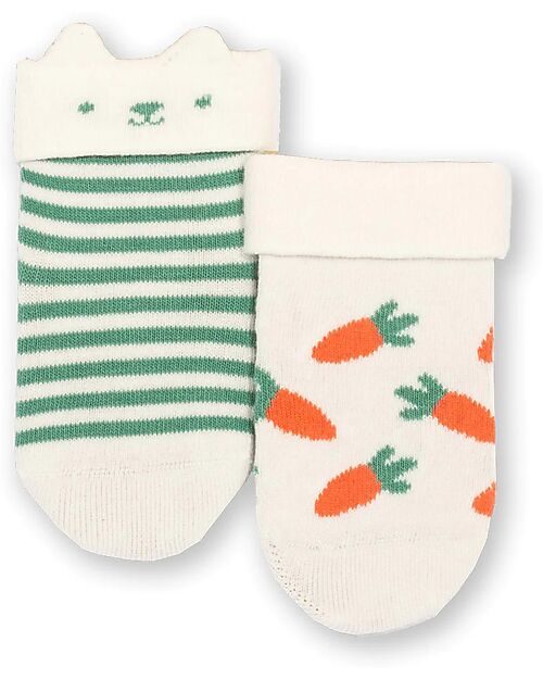 Kite Confezione da 2 Calzini - Righe Coniglietto e Carote - Cotone Bio Calzini