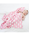 Kite Copertina in Pile, Rosa con Nuvolette 80 x 100 cm - Eco fibra Swaddle di Mussola