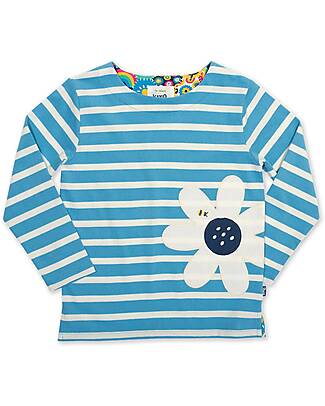 Kite Maglia Maniche Lunghe - Blu - Strisce con Stampa - 100% Cotone Bio Maglie Manica Lunga