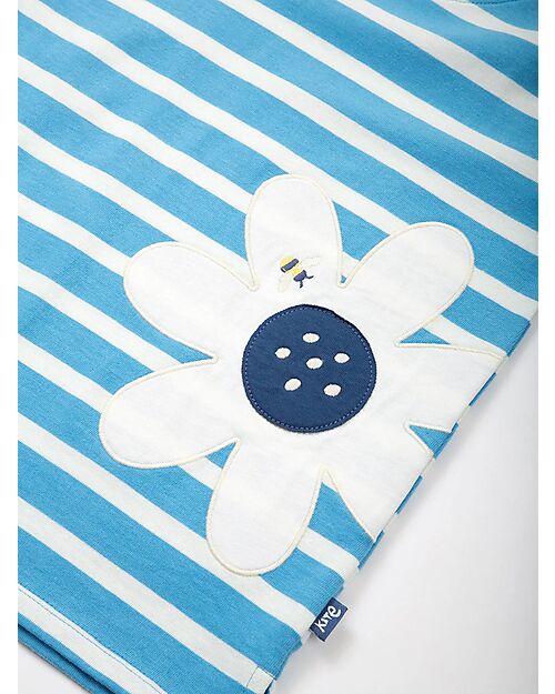 Kite Maglia Maniche Lunghe - Blu - Strisce con Stampa - 100% Cotone Bio Maglie Manica Lunga