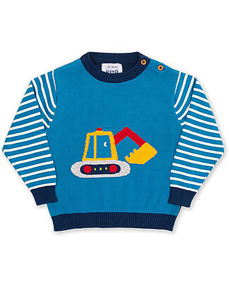 Kite Maglioncino Baby Lavorato a Maglia - Marvellous Digger - Blu - 100% Cotone Bio Maglioni