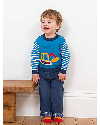 Kite Maglioncino Baby Lavorato a Maglia - Marvellous Digger - Blu - 100% Cotone Bio Maglioni