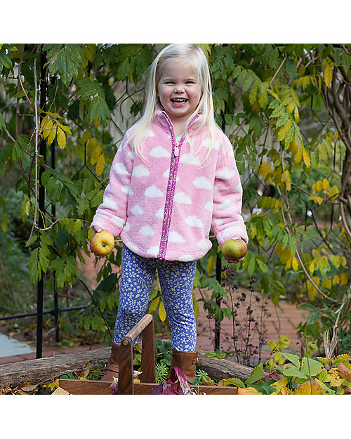 Kite Pile con Zip Lilliput, Rosa con nuvolette - Eco fibra Cardigan